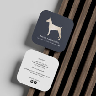 Carte De Visite Carré Gold Doberman chien Walker Trainer Chiot assis