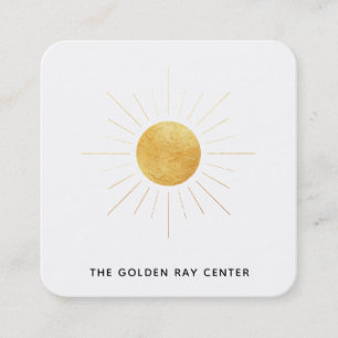 Carte De Visite Carré *~* Gold Foil Sun & Golden Rays Centre Spirituel
