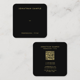 Carte De Visite Carré Gold Font QR Code élégant Black Luxe Premium Silk