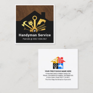 Carte De Visite Carré Gold Handyman Tools Construction Rénovation