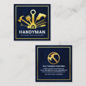 Carte De Visite Carré Gold Handyman Tools Frame (Devant / Derrière)