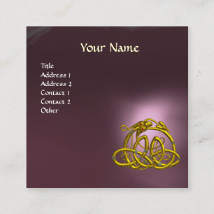 CARTE DE VISITE CARRÉ GOLD HYPER DRAGON CELTIC KNOTS PURPLE GEM MONOGRAM