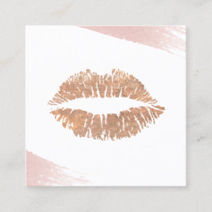 Carte De Visite Carré Gold Lips Aquarelle Brush Artiste maquillage