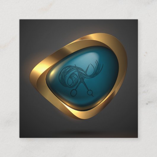 Carte De Visite Carré Gold Logo moderne Coiffeur professionnel (Devant)