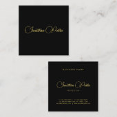 Carte De Visite Carré Gold Look Calligraphié Nom de script Simple Modèle (Devant / Derrière)