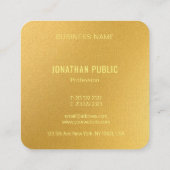 Carte De Visite Carré Gold Look Modèle Élégant Monogramme Luxueux (Dos)