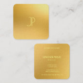 Carte De Visite Carré Gold Look Modèle Élégant Monogramme Luxueux (Devant / Derrière)