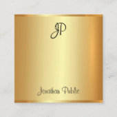 Carte De Visite Carré Gold Look Moderne manuscrit Monogramme Script (Devant)