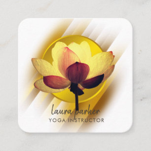Carte De Visite Carré Gold Lotus Flower Yoga Instructeur Aquarelle Art