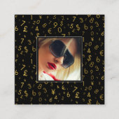 Carte De Visite Carré Gold Luxe Numéro Devise Influencer Photo (Devant)