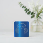 Carte De Visite Carré Gold Music Notes Casque DJ Blue Metallic (Debout devant)