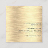 Carte De Visite Carré Gold Navy Blue Moderne Simple Minimal Brossé Métal (Dos)