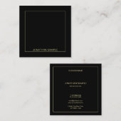 Carte De Visite Carré Gold Nom de texte Elegant Modèle noir moderne (Devant / Derrière)