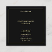 Carte De Visite Carré Gold Nom de texte Elegant Modèle noir moderne (Dos)
