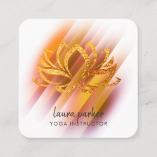 Carte De Visite Carré Gold Rose Lotus Fleur Yoga Instructeur Zen Art