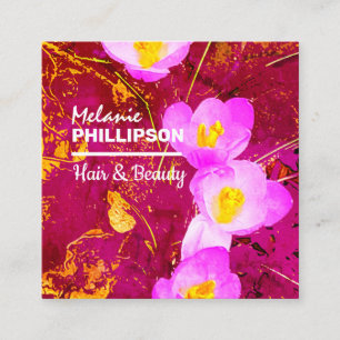 Carte De Visite Carré Gold rose moderne Carré de beauté des cheveux