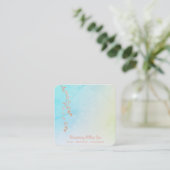 Carte De Visite Carré *~* Gold Rose + Willow Tree Branch Pastel Ombre (Debout devant)