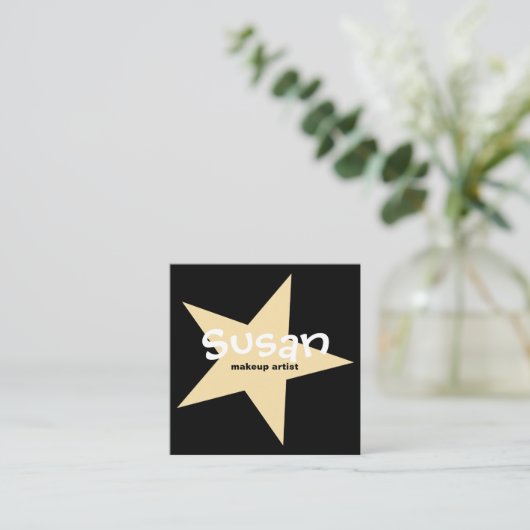 Carte De Visite Carré Gold Star sur Black (Debout devant)