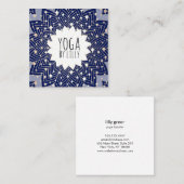 Carte De Visite Carré Gold Stars Blue Lotus Mandala Flower (Devant / Derrière)