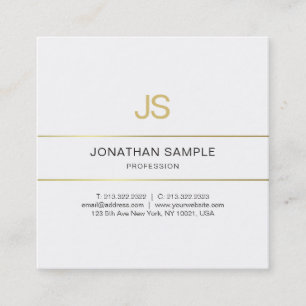 Carte De Visite Carré Gold Striped Elegant Monogrammed Design tendance