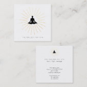 Carte De Visite Carré *~* Gold Sun Rays Man Meditation Yoga Pose (Devant / Derrière)