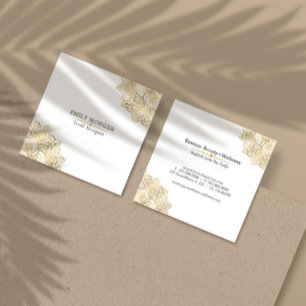 Carte De Visite Carré Gold Tones Tribal Paisley Mandala