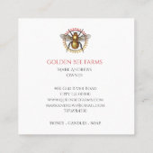 Carte De Visite Carré Golden Bee Farms Honey Apiary Beekeeper (Dos)