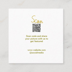 Carte De Visite Carré Golden Scan QR code parties scintillant simple élé