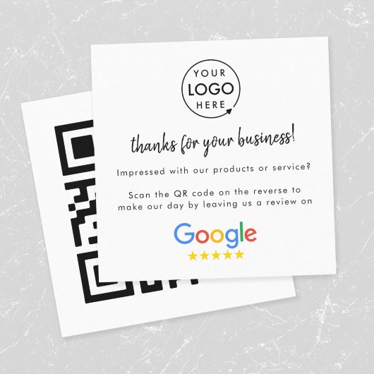 Carte De Visite Carré Google Avis | Business Review Link QR Code