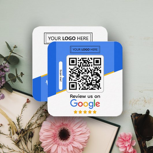 Carte De Visite Carré Google Avis | Business Review Link QR Code