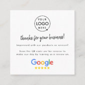 Carte De Visite Carré Google Avis | Business Review Link QR Code (Devant)