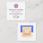 Carte De Visite Carré Google Avis | Business Review Link QR Code Squa (Devant / Derrière)