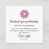 Carte De Visite Carré Google Avis | Business Review Link QR Code Squa (Devant)