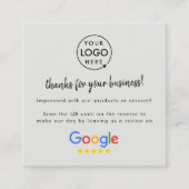 Carte De Visite Carré Google Avis | Business Review Us Grey QR Code (Devant)