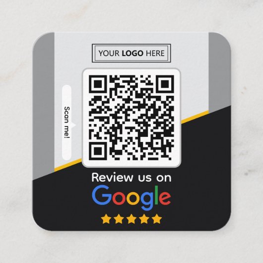 Carte De Visite Carré Google Avis | Code QR de lien d'avis d'entreprise (Devant)