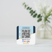 Carte De Visite Carré Google Avis | Code QR de lien de révision d'entrep (Debout devant)