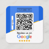 Carte De Visite Carré Google Avis | Code QR de lien de révision d'entrep (Devant)
