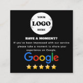 Carte De Visite Carré Google Avis noir (Devant)
