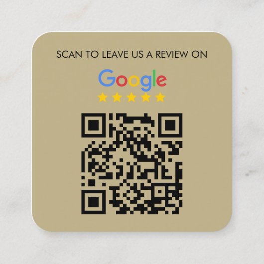 Carte De Visite Carré Google Beige moderne avis QR Code logo notaire (Dos)