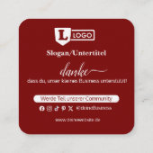 Carte De Visite Carré Google Bewertungskarte mit QR code Business Card  (Dos)