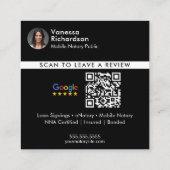 Carte De Visite Carré Google noir moderne examen QR Notaire Merci (Dos)