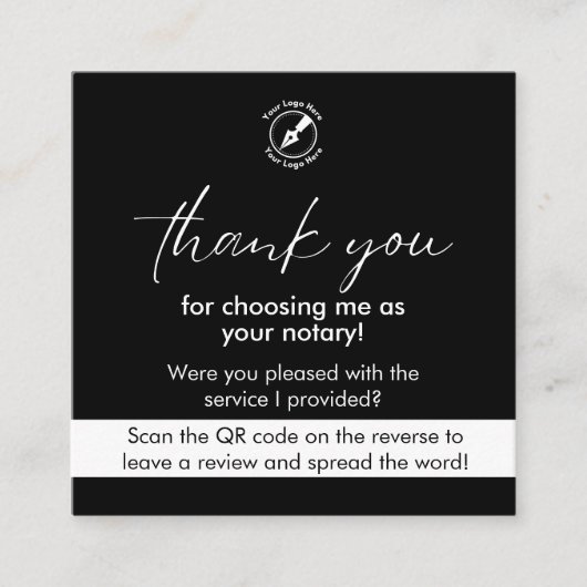 Carte De Visite Carré Google noir moderne examen QR Notaire Merci (Devant)