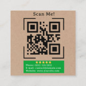 Carte De Visite Carré Google Review Avec QR Code Link Kraft Rustic (Dos)
