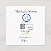 Carte De Visite Carré Google review business logo website scan QR code (Dos)
