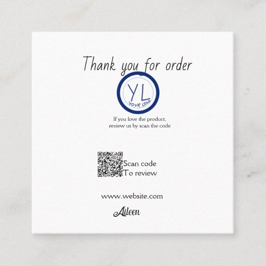 Carte De Visite Carré Google review business logo website scan QR code (Devant)