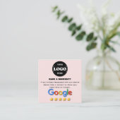 Carte De Visite Carré Google Review | Code QR | Blush Pink Modern (Debout devant)