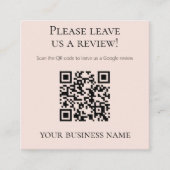 Carte De Visite Carré Google Review de code QR rose moderne (Devant)