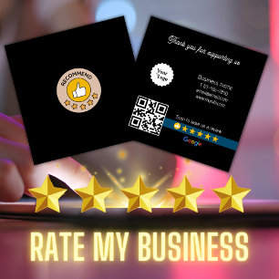 Carte De Visite Carré Google Review My Business Black Qr Code Link