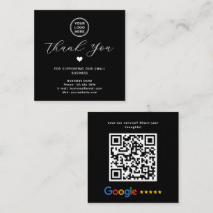 Carte De Visite Carré Google Review QR Code Merci Black Modern