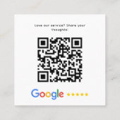 Carte De Visite Carré Google Review QR Code Merci moderne (Dos)